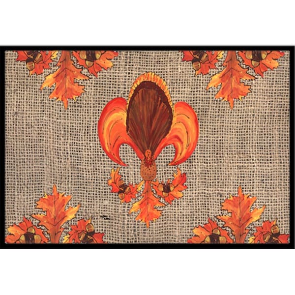Jensendistributionservices 18 x 27 in. Thanksgiving Turkey Fleur De Lis Indoor & Outdoor Doormat MI2549387 - main